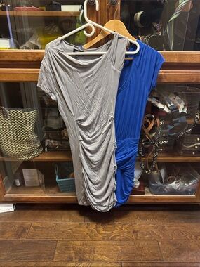 Gray Ruched Dress & Royal Blue Twist Dress - Pair Bebe xs bundle